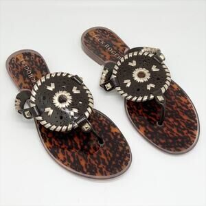 NEW Jack Rogers Georgica Flip Flop Sandals in Brown Tortoise Shell Size 6